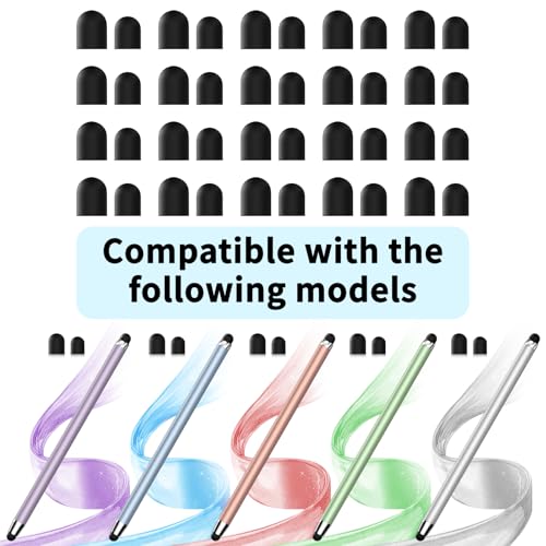 Image of 40PCS Replacement Rubber Tibs for Stylus Pen,High Sensitivity and Precisio,Universal Stylus Black Rubber Tips(0.27inch /0.21inch)
