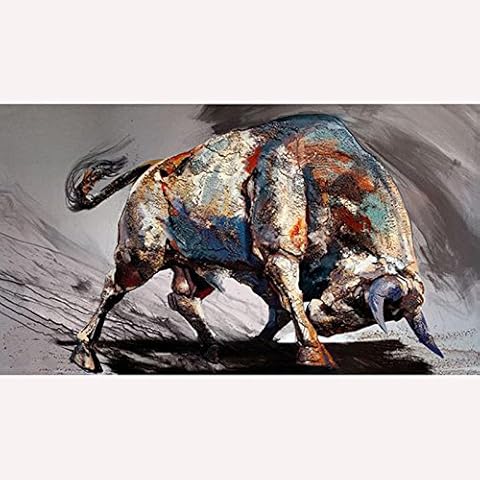 Hand Painted Modern Style Abstract Bullfighting Oil Painting Canvas Wall Decoration Home Wall Living Room Art Artwork Fine 60x120cm With the stretched Cover
