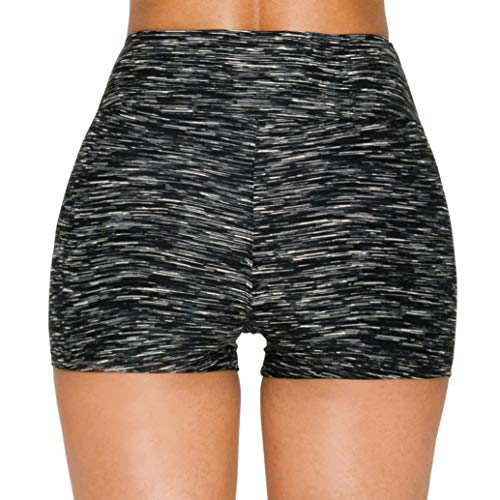Image of ALWAYS Women Workout Yoga Shorts - Premium Soft Solid Stretch Cheerleader Running Dance Volleyball Short Pants Space Dye Black 2XL