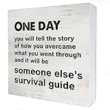 One Day You will Tell the Story Wooden Box Sign Desk Decor 5 x 5 Inch Inspirational Box Sign Wood Plaque Block Sign Rustic Home Decor