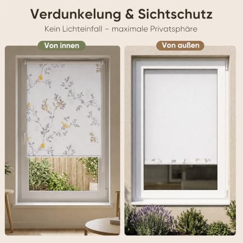 Sekey Verdunkelungsrollo ohne Bohren Verdunkelnd Seitenzugrollo 105x130cm – Ansicht 2