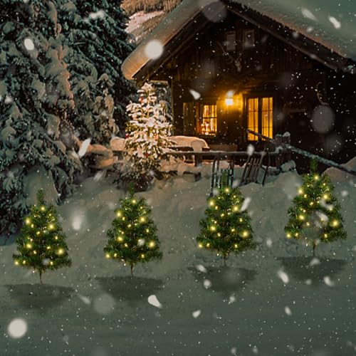4 Set Solar Christmas Tree Multicolor 120 LED Light Outdoor Christmas Light - image 6