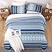 WONGS BEDDING Boho Quilt Set Full Size, Navy Blue Bohemian 3 Pieces Quilt Sets, Lightweight Microfiber Bedspread Coverlet Bedding Set for All Season (78