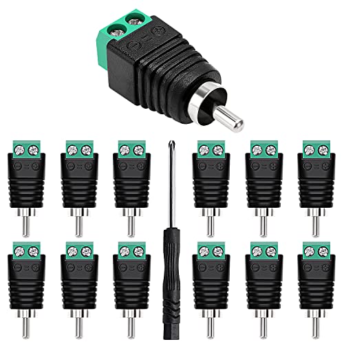 KUOQIY 12 Pezzi RCA Maschio Connettore Kit, RCA Audio Video Connettore Adattatore, per Telecamere di Sicurezza CCTV