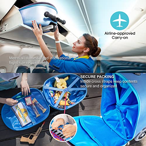 Kiddietotes 3-D Hardshell Ride On Suitcase Scooter For Kids -Cute Lightweight Kids Luggage With Wheels - Fun Led Lights #TOP2