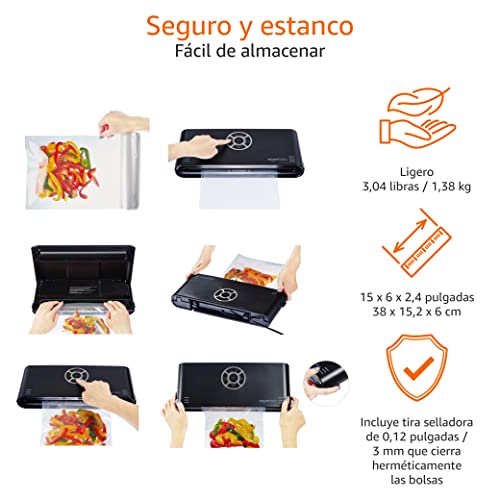 Miniatura 2 de Amazon Basics Selladora Al Vacío, Costura De 30 Cm 10 Bolsas, Negro