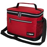OPUX Premium Lunch Box, Insulated Lunch Bag for Men Women Adult | Durable School Lunch Pail for Boys, Girls, Kids | Soft Leakproof Medium Lunch Cooler Tote for Work Office | Fits 8 Cans (Red)