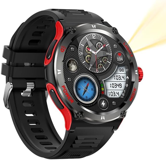 Miniatura 4 de KT76 Reloj inteligente deportivo al aire libre 1.53 pulgadas Pantalla táctil HD 3ATM Impermeable Multifunción Smartwatch Ultra Potente Linterna