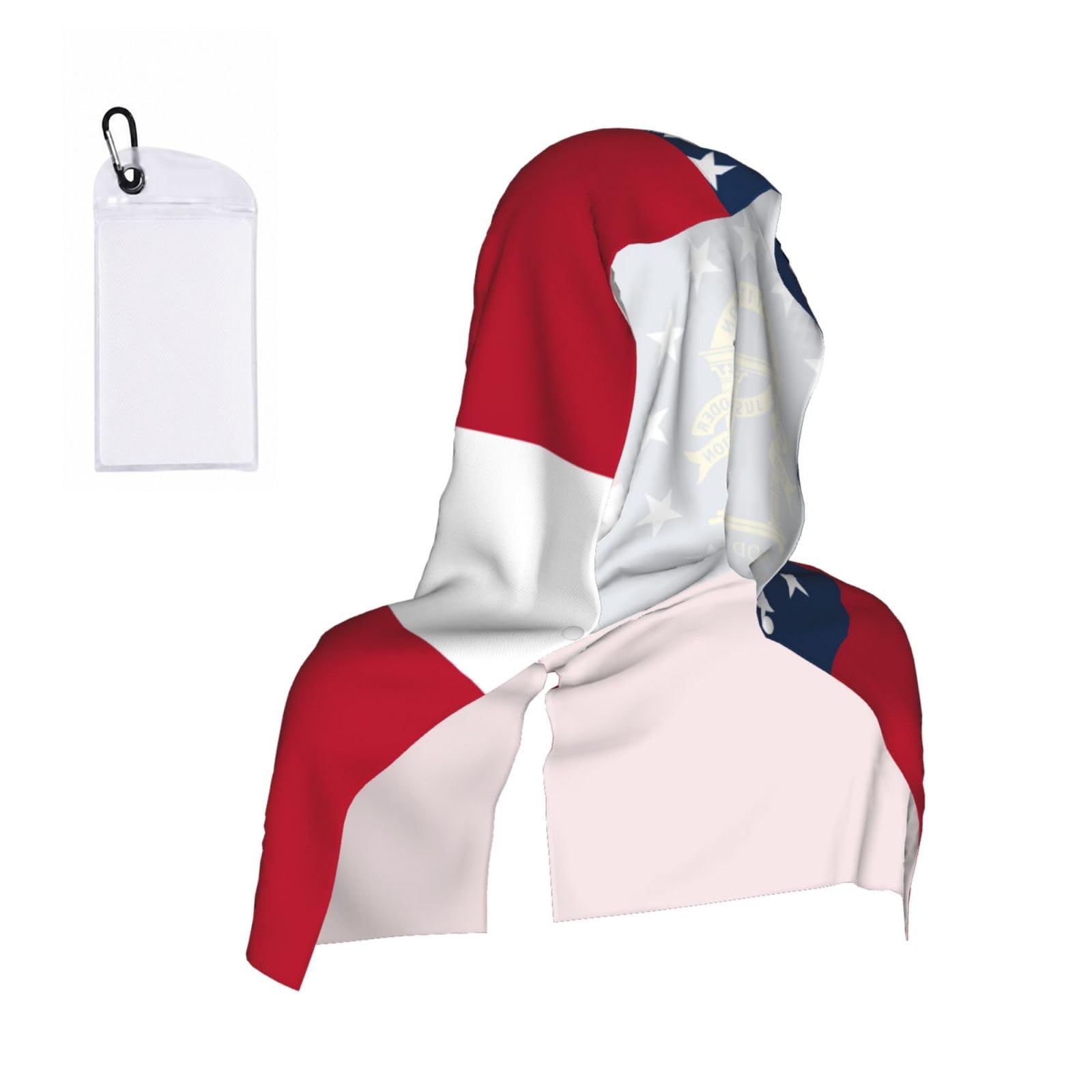 DUWAA Georgia Flag Print Cooling Hooded Sports Towel, 30×60cm Quick Drying Summer Cool Head Wrap For Neck And Face