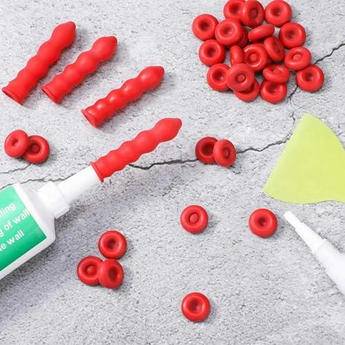 Image of 20Pcs Red Adhesives Sealers Caulk Tip Covers Caulk Cap for Seal Caulking Tubes,Protective Cover Hardware Saver Sealer Caps Nozzle Sealant Protective Throttling, Sealants and Lubricants