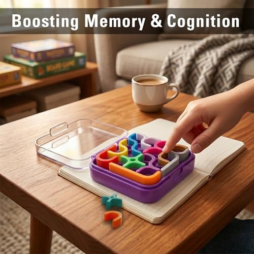 Image of IQ Puzzle Combo Set for Kids & Adults | Brain Teaser Logic Toy with 24+ & 300+ Challenges | Educational Travel Mind Game | Single Player Age 6+