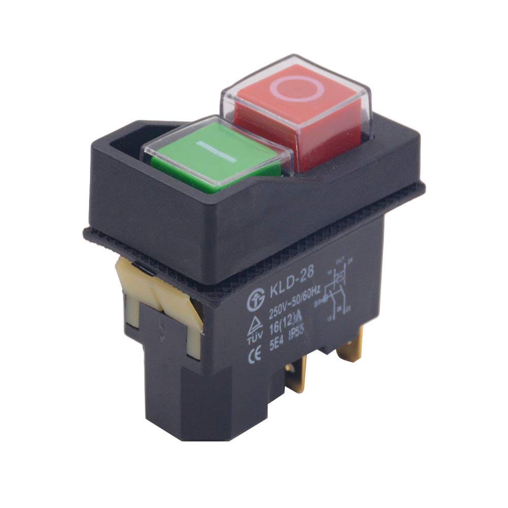 Imperméable Électromagnétique KLD-28 Bouton-poussoir Interrupteur de Sécurité Magnétique pour Trancheur Percer Vu 220V 4 Pins Noir