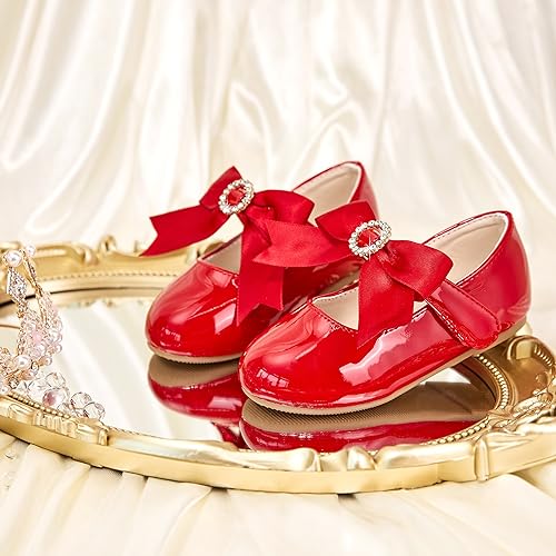Image of PHIRAMIN Toddler Flower Girl Dress Shoes - Little Girl Mary Janes Flats Wedding