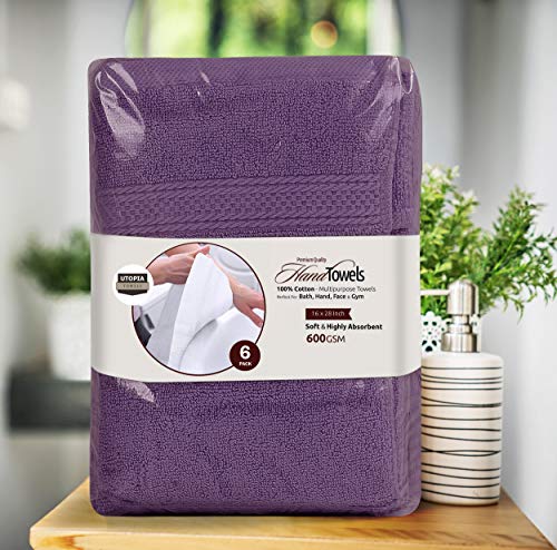 Utopia Towels - Handtücher Set aus Baumwolle - 100% Baumwolle ultraweich und sehr saugfähig, 41x71 cm - 6er Pack (Pflaume)
