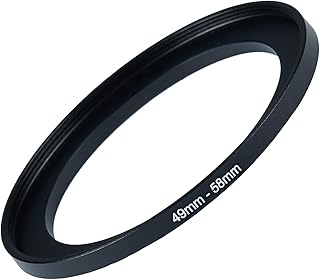 49mm to 58mm Step-up Adapter Rings Filter Adapter Black Metal Step Down Filter Ring Adapter Compatible with All Brand UV CPL ND Camera Lens Filter Stepping Rings (49mm-58mm)