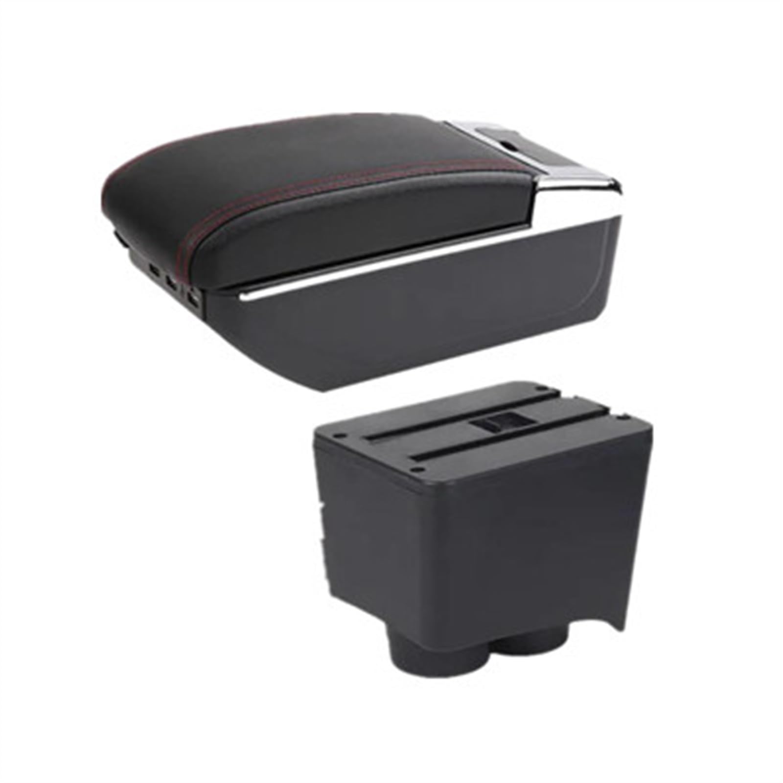 NOHEEU Car Armrest Box 2002-2009 Interior Retrofit Storage Accessories For Polo 9N 3 Mk4(C red line 7USB)