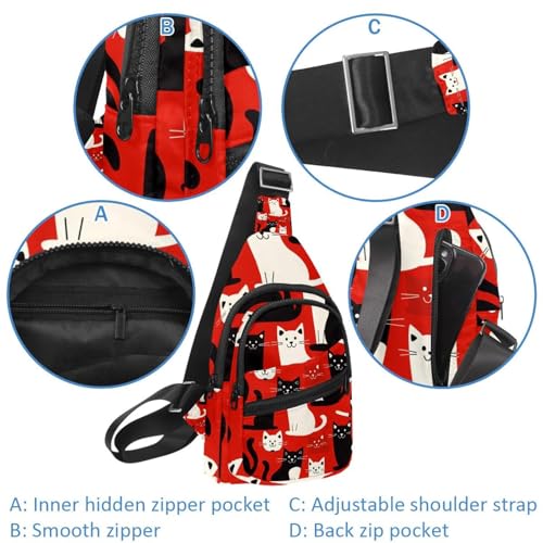 Mochila cruzada de gatos estampada con correa ajustable unisex 2