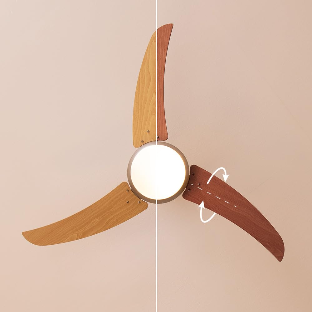 Cecotec Wentylator sufitowy z pilotem i światłem EnergySilence Aero 480, 65 W, średnica 106 cm, 3 odwracalne łopatki, 3 prędkości, wykończenie z drewna orzechowego/bukowego