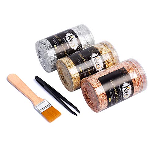 KINNO Imitation Gold Flocken Set Dekorfolie zum Basteln Künstlerbedarf zum Vergolden Malerei und DIY Kunsthandwerk Gold… – Bild 3