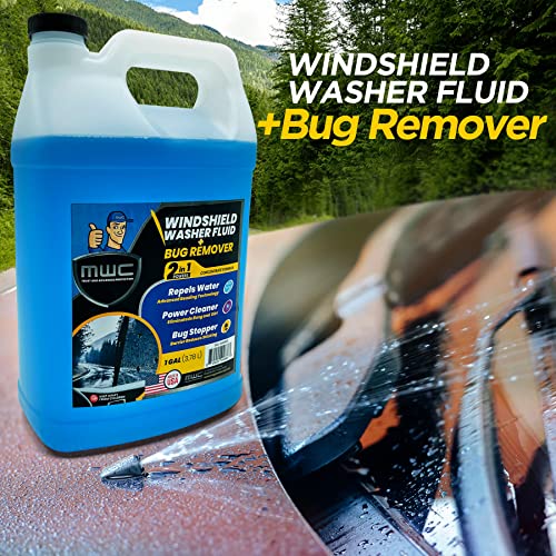 Mwc Windshield Washer Fluid, Ready To Use, Removes Dirt, Safe For The Environment, Removes Grime, Streak Free Glass Cleaner ,+ 32°F, 1 Gallon (3.78 Liters) #TOP3