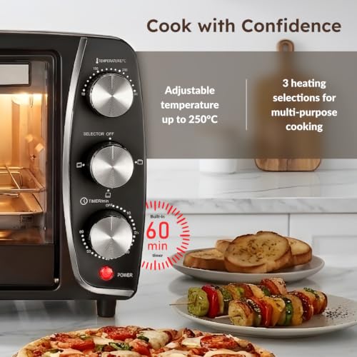 Image of Prestige POTG16A Oven Toaster Griller 16L 200W|Bake, Grill, Toast|High Efficiency Heaters|Temperature Control with Timer|Barbeque Skewers|Crumb Tray|Baking Tray & Steel Wire Rack Included|2Y Warranty