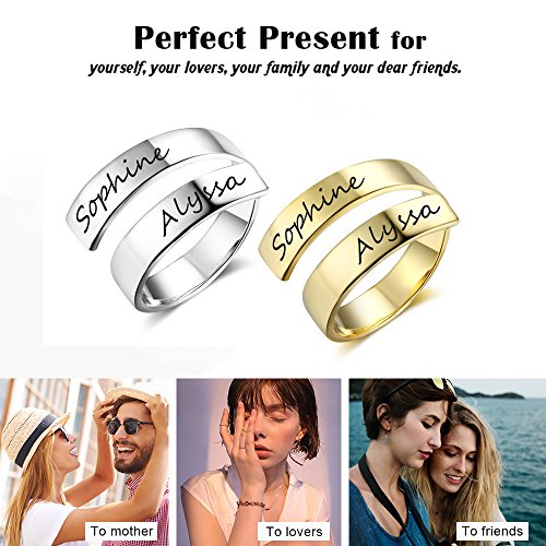 Love Jewelry Personalized Spiral Twist Ring Engraved Names BFF Personalized Gift Mother-Daughter Promise Ring for Her2