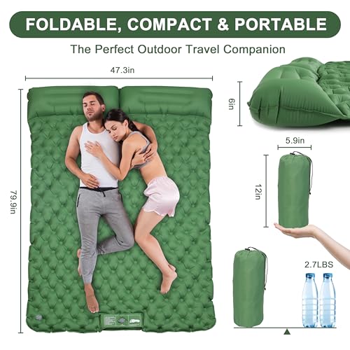 SYITCUN-Self-Inflating-Sleeping-Mats-for-Camping-2-Person-Sleeping-Pad-for-Camping-Double-Ultra-Light-Inflatable-Camping-Mattress-with-Pillow-Built-in-Foot-Pump-for-Backpacking-Hiking-Travel
