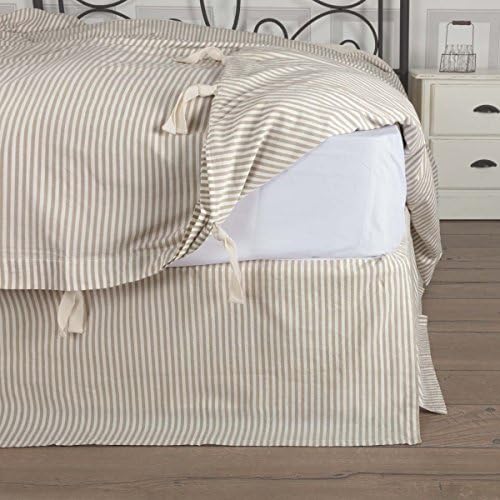 Farmhouse Ticking Taupe Queen Bed Skirt 60x80x16 Home & Kitchen
