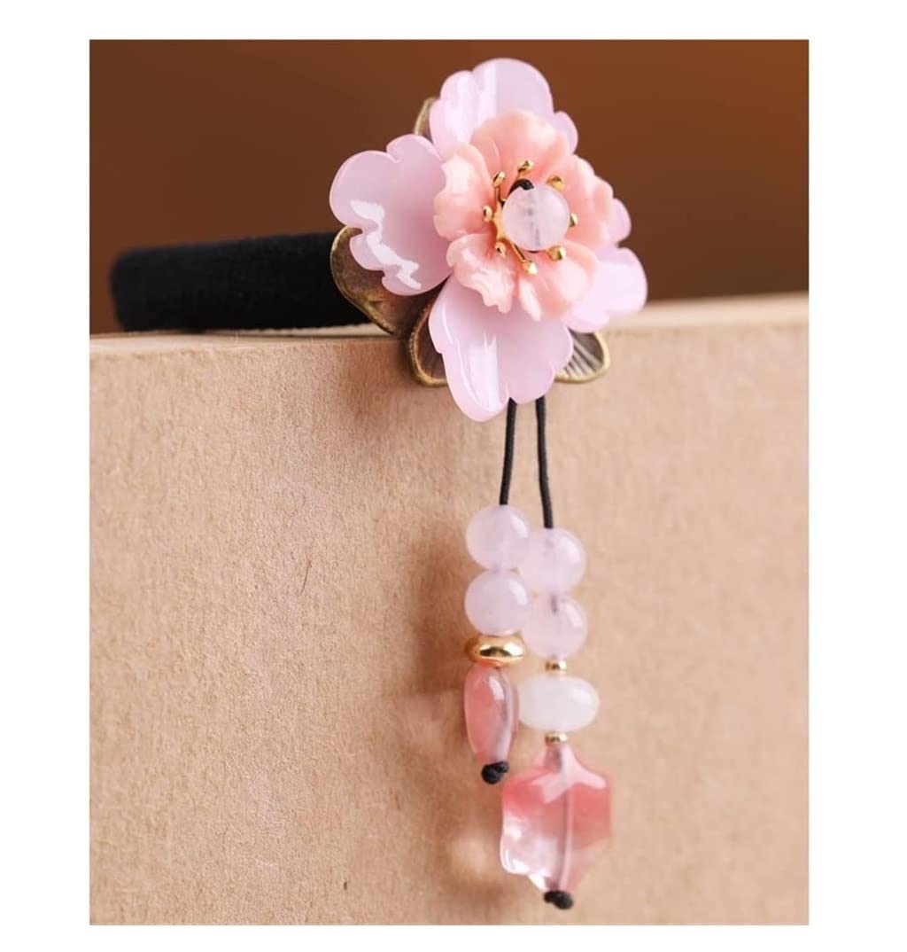 RUVOO Haargummi Scrunchies Pfirsichblüten-Haarring-Haarband-Seil-Gummiband-Kopfschmuck-Kopf-Seil-Erwachsener Schmuck Haargummis Haarschmuck