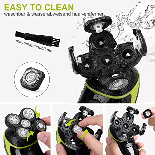 Telfun Head Shavers For Bald Men, 5-In-1 Electric Razor For Men W/H Led Display, Ipx7-Waterproof, Faster-Charging Grooming Kit W/H Beard Trimmer, Nose Hair&Hair Clippers, Facial Cleaning Brush #TOP4