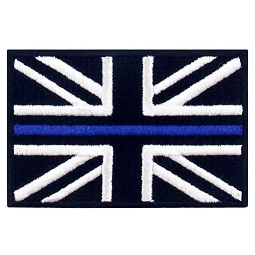 EmbTao Tactical Thin Blue Line UK Flag Patch Great Britain Embroidered Applique British Union Jack Iron On Sew On National Emblem