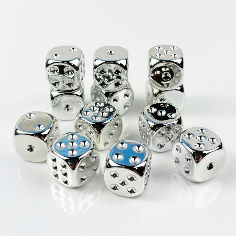12 Pieces Electroplated Color 16mm D6 Dice 6 Sided Dice Set Round Corner Board Game Dice for RPG MTG DND Table Games