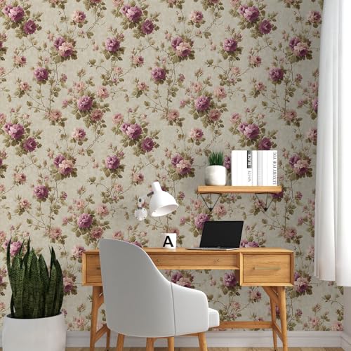 Image of PAPER PLANE DESIGN Vintage Floral Self Adhesive Wallpaper Peel & Stick, Waterproof, Stain-Proof & Self Adhesive Vinyl | Easy to Clean | 16 in X 90 in, Decor for Bedroom, Hallway, Living Room (A)