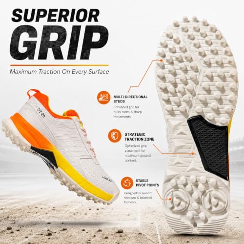 Image of HAUX GT-20 Cricket Shoes for Men - Lightweight TPR Studs for Turf & Hard Ground, Non-Marking Sole, Responsive Cushioning