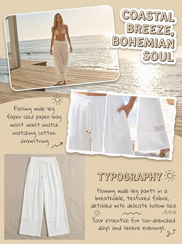 Image of CUPSHE Women's Wide Leg Beach Pants - Tropical Floral with Pockets Plus Size Casual Flowy Vacation Bottoms