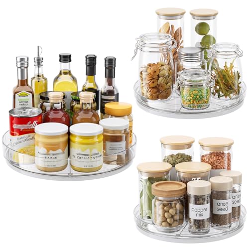 LAMU 3 Pack Lazy Susan Organizer, Clear Lazy Susan Turntable for ...