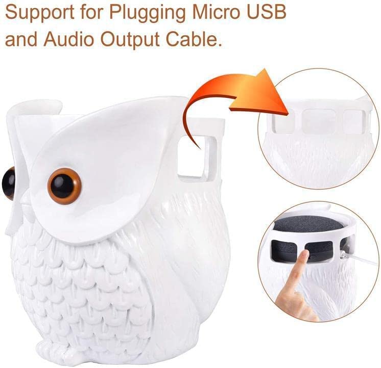 Soporte de búho para altavoz Echo Dot y Google Home Mini con gestión de cables blanco KS-082 4