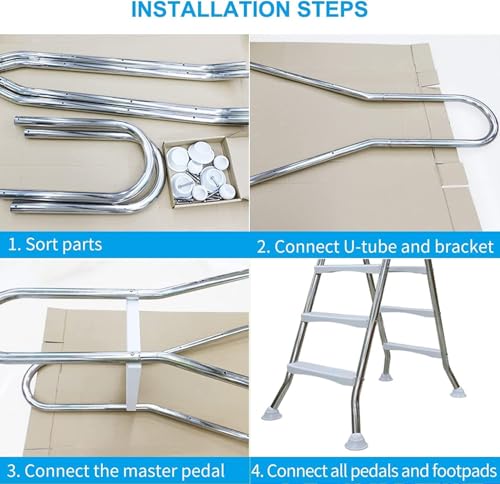Escalera para piscina acero inoxidable con peldaños antideslizantes miniatura 5