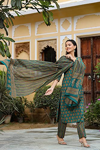 Image of Vaamsi Women's Rayon Blend Floral Printed Straight Kurta Pant With Dupatta
