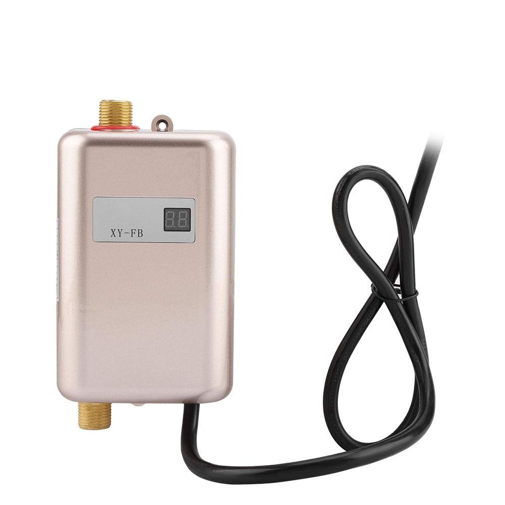 Electric Water Heater 220V-240V 3000W Mini Tankless Instant Hot Water Heater System for Bathroom Kitchen Household Washing(Gold)