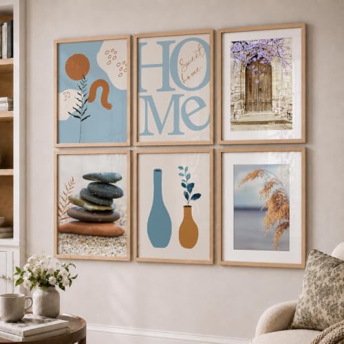 Image of kotart Boho Theme wall art for home decor, living room, bed room | Poster with frames wall hanging paintings | Boho digital wall art (13x17 inch, G) Pack of 6