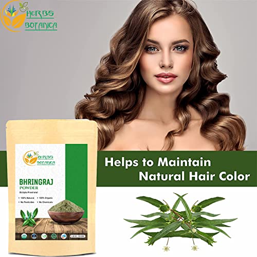 Herbs Botanica Bhringraj Powder Organic Eclipta Alba False Daisy Karisalankanni Bhringrajasava Powder Nourish Your Hair Naturally for Radiant Locks 5.3 oz / 150 gms - Image 3