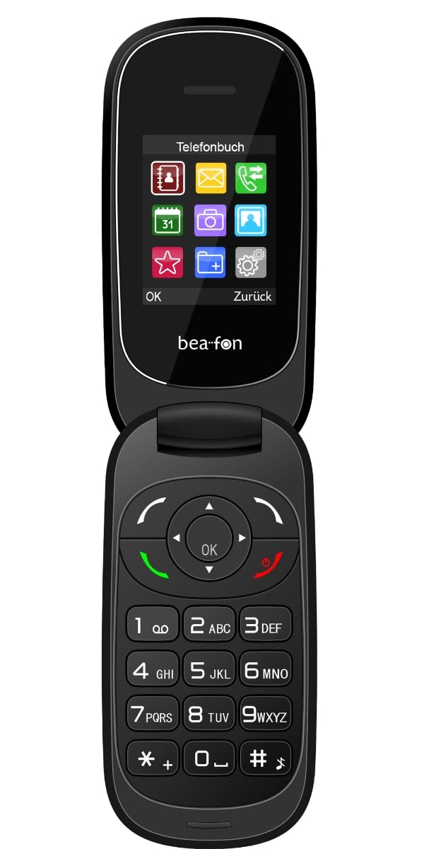 beafon, C220, Classic Line, Klapphandy, Tastentelefon, vertragsfrei ohne Simlock, TFT Farbdisplay 1,77" Zoll (4,49cm), Kamera, Farbe schwarz Lack