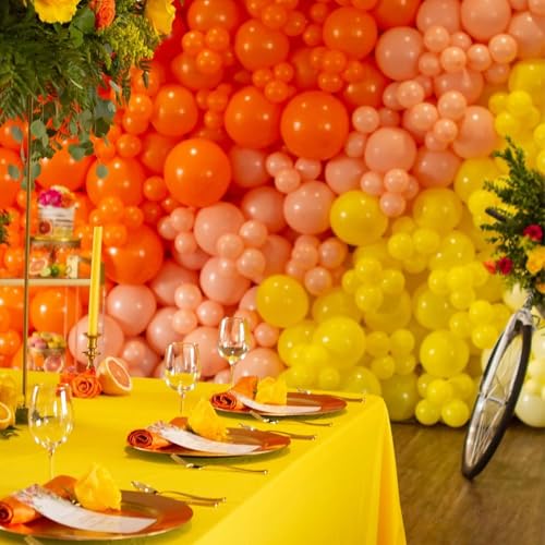 Image of PartyWoo Yellow Balloon Garland, 100 pcs Orange Yellow Balloons Different Sizes Pack of 36 Inch 18 Inch 12 Inch 10 Inch 5 Inch for Balloon Garland Arch as Party Decorations, Birthday Decorations