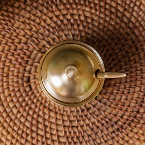 Image of Ambi Home Handmade Artisanal Pure Kansa Ghee Pot with Spoon | 100% Ayurvedic Metal Storage Jar with Lid | 200 ml Capacity | Traditional Artisanal Design | Golden Finish