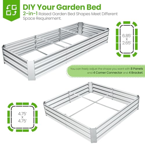 Homdox 7Ftx3Ftx1Ft/138 Gallon (Or 5*5*1Ft/170 Gallon) Raised Garden Bed Kit, Galvanized Steel Planter Raised Garden Boxes Outdoor Large Metal Planter Beds For Vegetables Fruits Flowers Herbs Gardening thumb #1