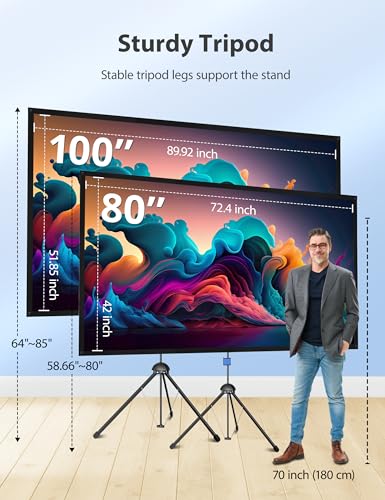 Projector Screen with Stand, Paris RHÔNE 80-inch Outdoor Indoor Projector Screen 16:9 4K HD PVC, 1.5 Gain Portable Wrinkle-Free Movie Screen for Home Backyard Theater with Carry Bag, Ground Nails - image 7
