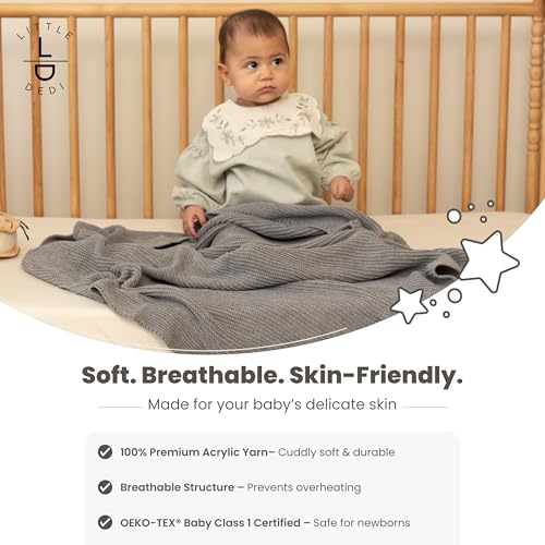 Image of Soft Knit Baby Blanket 30x40 in, Light Grey - Oeko-Tex Certified, Breathable Swaddle & Receiving Blanket for Newborns, Crib & Stroller, Machine Washable