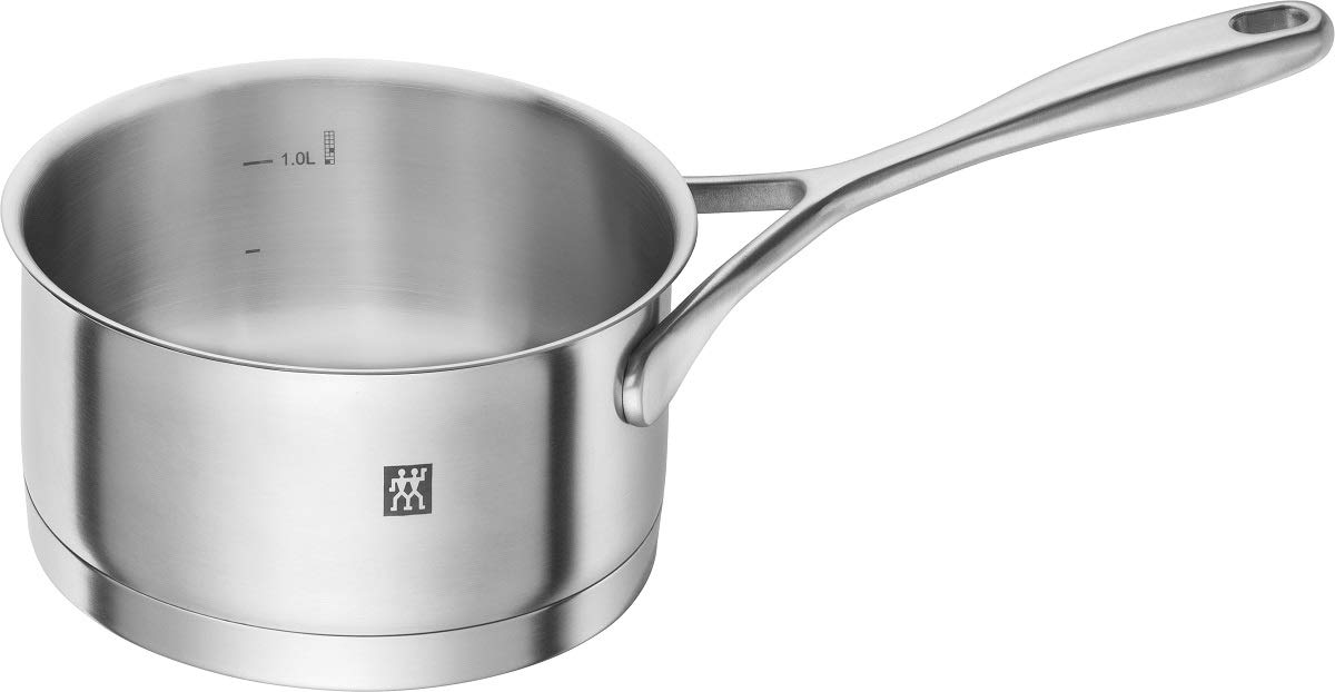 ZWILLING Essence set de casseroles, batterie de cuisine inox 5 pièces avec couvercles en verre, compatible induction, non revêtue, acier inoxydable, argent