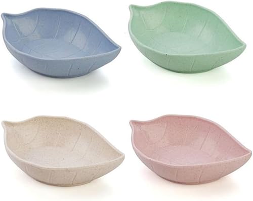 FUNOMOCYA 4 unidades de plato redondo para servir salsa condimentos planchas chili starter sushi platos platos plato plato plato aperitivo hoja